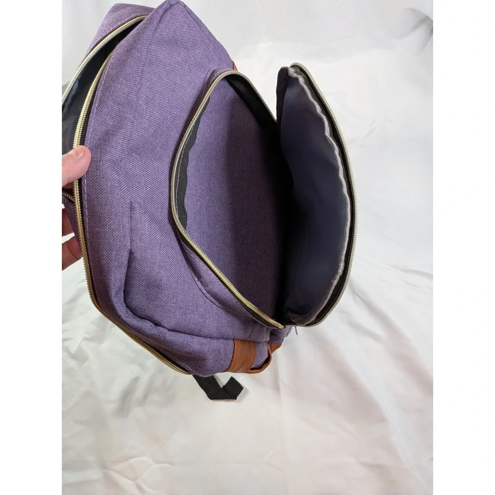 Purple Laptop Backpack with Contrast Trim - Unbranded